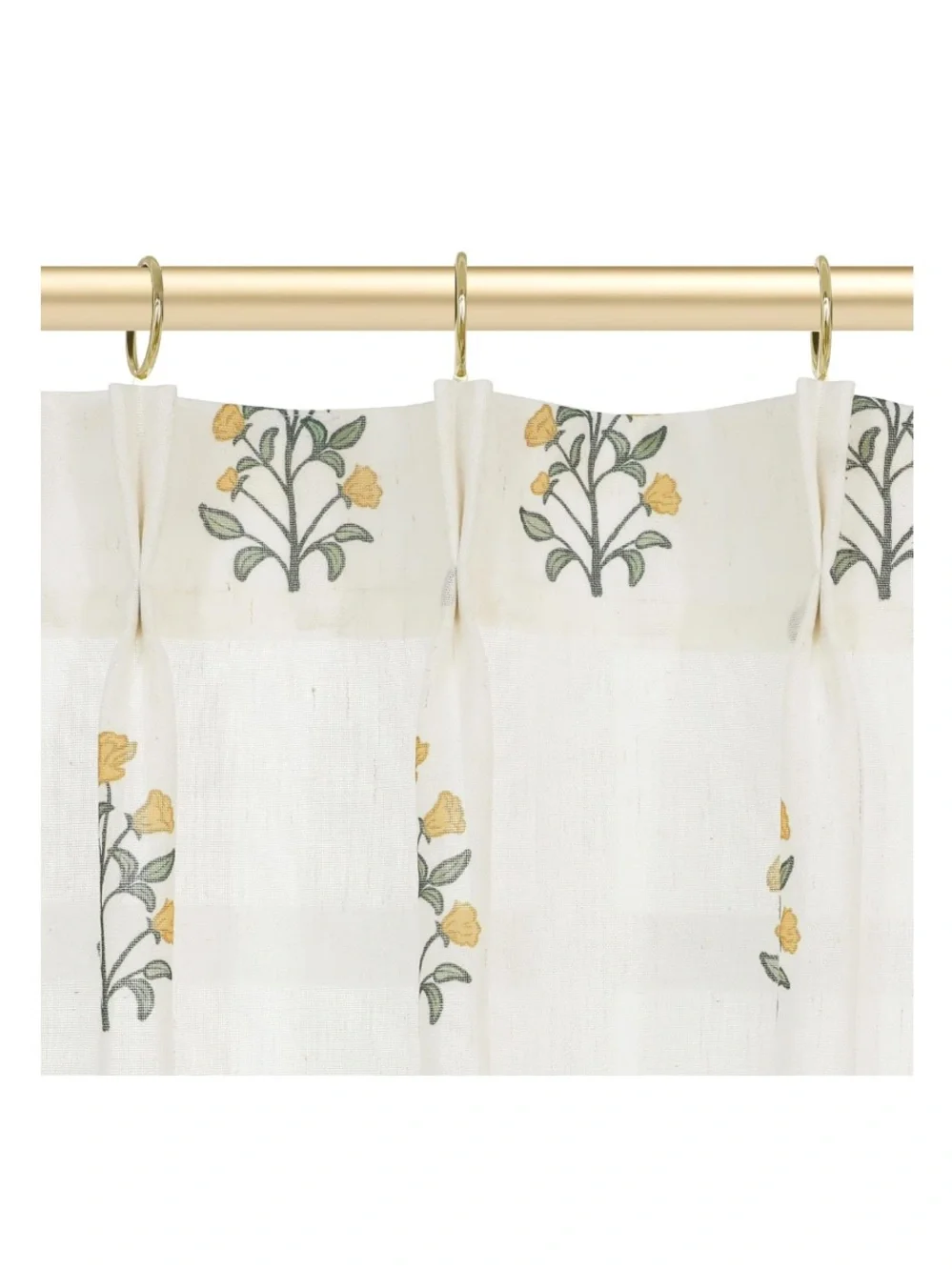 Sunflower Block Print Linen Sheer Mini Curtains 24x18” (2-panels)